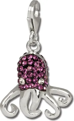 Productafbeelding van SilberDream paarse charme, octopus, zirkonia, dames, 925 zilveren charmehanger, model GSC517V