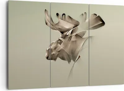 Produktbild von Bild auf Leinwand - Leinwandbild - Elch Abstraktion - 165x110cm - Wand Bild - Wanddeko - Leinwanddruck - Bilder - Kunstdruck - Wanddekoration - Leinwand bilder - Wandkunst - CE165x110-3840