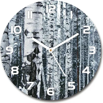 Produktbild von Wanduhr aus Glas 30fi Glasbild Glasuhr Gehärtetes Glas - weisse-zeiger - Birch trees