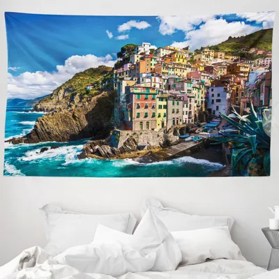 Produktbild von ABAKUHAUS Leben im Meer Wandteppich, Italienisch Mittelmeer aus Weiches Mikrofaser Stoff Waschbar ohne Verblassen Digitaldruck, 230 x 140 cm, Mehrfarbig