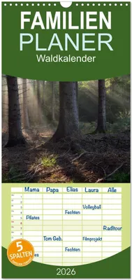 Produktbild von Familienplaner 2026 - Waldkalender mit 5 Spalten (Wandkalender, 21 x 45 cm) CALVENDO