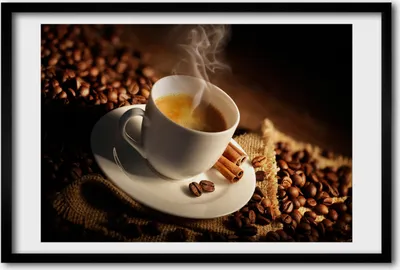 Produktbild von Bild 60x40 MDF-Rahmen, Wandkunst Kaffee in einer Tasse