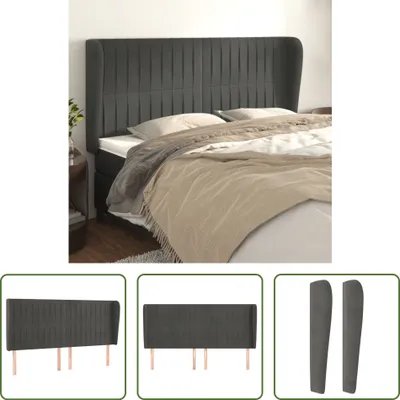 Produktbild von The Living Store Kopfteil mit Ohren Dunkelgrau 183x23x118/128 cm Samt