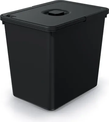 Produktbild von Prosperplast Abfalleimer Schwarz 23 L, Recycelter Kunststoff, mit Deckel, Mülltrennung, für Küche & Büro NKS23W-S411