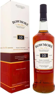 Produktbild von Bowmore 10 Years + Box 1000ml 40% Vol.