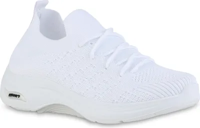 Produktbild von VAN HILL Damen Laufschuhe Sportschuhe Schnürer Sportliche Strick Schuhe 841618, Farbe: Weiß, Größe: 38