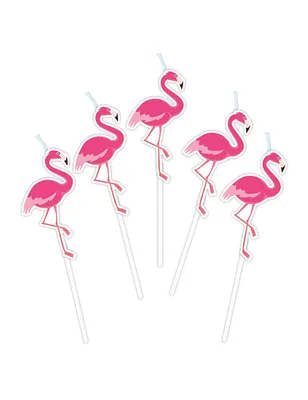 Produktbild von Flamingo Kerzen Sommerparty-Deko 5 Stück pink 8 cm - Einheitsgröße