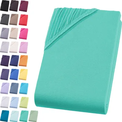 Produktbild von Jersey Spannbettlaken 140-160x200 cm Spannbettuch 100% Baumwolle Bettlaken, Mint Grün