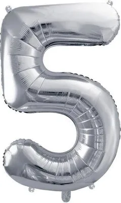 Produktbild von PartyDeco Folienballon Zahl 5 86 cm silber