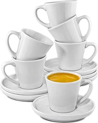 Obrázok produktu pre Sada 6 keramických šálok na espresso, 70 ml, biela