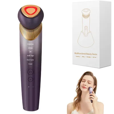 Produktbild von 6-in-1 Anti-Aging Gerät für Augen, Gesicht und Hals, mit Lichttherapie, Mikrostrom, Vibration, Wärme- und Kältefunktion für straffe, jugendliche Haut