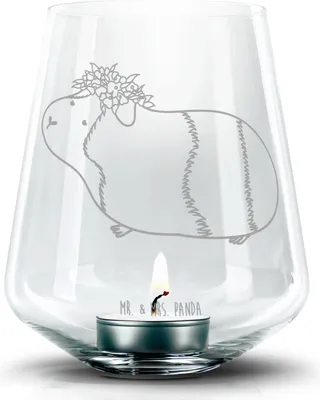 Produktbild von Mr. & Mrs. Panda Laterne Meerschweinchen Weisheit - Transparent - Geschenk, Teelichthalter, Motivation, Spruch, Lustige Sprüche, Teelicht Glas, Kerzenhalter, gravur
