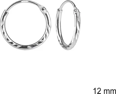 Produktbild von Kleine Creolen Silber 925 mit Diamantschliff 12 mm