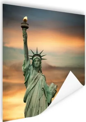 Produktbild von MuchoWow® Poster New York - Freiheitsstatue - Sonnenuntergang 50x50 cm - Wohnzimmerdekoration