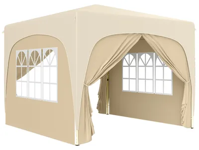 Produktbild von 3 x 3 m Pavillon, Pop-up Gartenzelt mit Seitenwänden und Tragetasche, UPF50+, höhenverstellbar, Sand