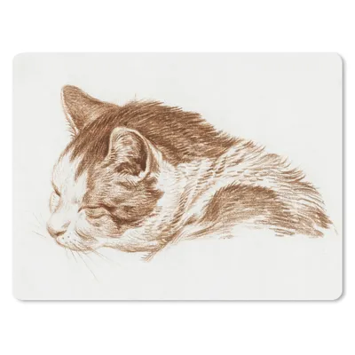 Produktbild von MuchoWow® Mauspad Mousepad Kopf einer schlafenden Katze - Gemälde von Jean Bernard 40x30 cm - Mousepads - Maus Mat - Pad - Mausunterlage - Anti Rutsch