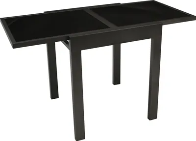 Produktbild von DEGAMO Balkontisch Ausziehtisch Gartentisch Glastisch TORINO 65/130x65cm, Aluminium anthrazit + Glas schwarz