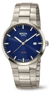 Produktbild von Boccia Herren Armbanduhr Solar 3652-02 Reintitan mit blauem Zifferblatt