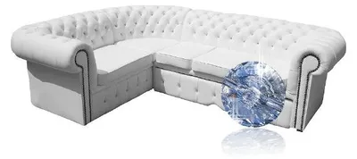Productafbeelding van Chesterfield hoekbank, leren bank, hoekbank, gestoffeerde zitbank, lederen set, Napol
