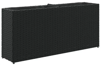 Zdjęcie produktu dla vidaXL Podwyższone łóżko z 2 przegrodami czarne 90x20x40 cm z polirattanu