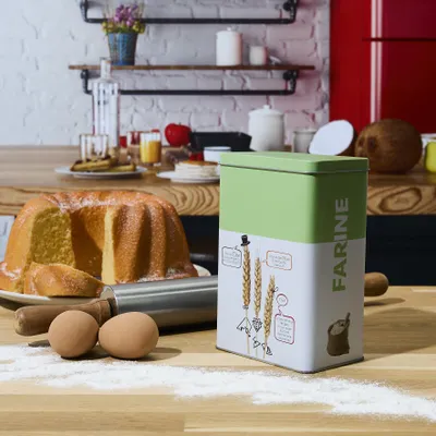 Image de Boite en Métal - COOK CONCEPT - Ludique - Conservation - Vert et Blanc