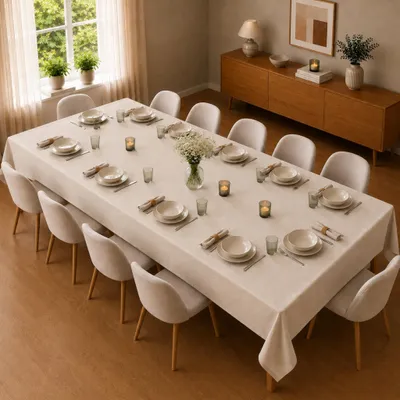 Produktbild von Tischdecke 150 x 300 cm für Küche & Esstisch in Cremeweiß