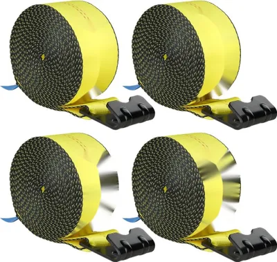 Obrázek produktu pro "Popruhy pro nákladní automobily - 4 palce x 30 stop - tažný plochý hák - sada 4 kusů - žluté"