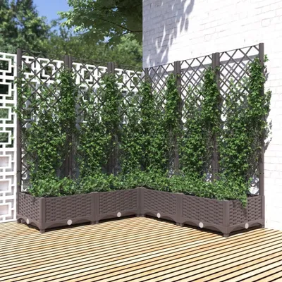 Produktbild von "2026 Promotion" Hochbeet - Pflanzkübel - mit Rankgitter - Braun 120x120x121,5 cm - PP - Beete CC9656