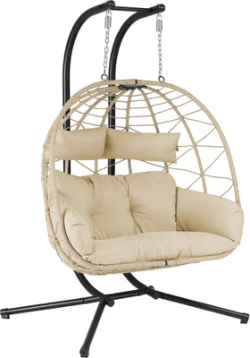Produktbild von HinHocker Hängesessel für 2 Personen mit Gestell, Creme, XXL Hängeschaukel Indoor und Outdoor