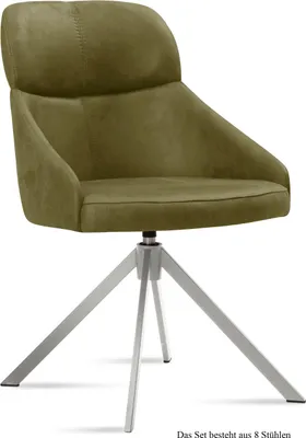 Produktbild von Esszimmerstuhl drehbar (8er-Set) Deeanne 52x82x63 Edelstahl/Olivgrün