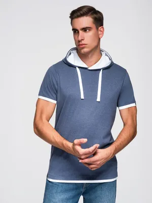 Obrázek produktu pro Ombre Clothing Pánské tričko s kapucí Zlidive modrá L