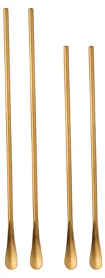 Produktbild von Kaffeelöffel, lange Kaffeerührstäbchen aus Edelstahl 304, 4 Cocktaillöffel, Teelöffel mit langem Griff, goldfarben, 22 cm + 26 cm