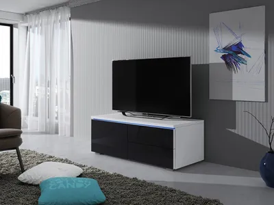 Immagine prodotto di Tavolino per TV con illuminazione a LED FERNS 11 - bianco / nero lucido, sinistro