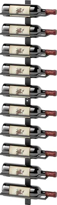 Produktbild von Weinregal Flaschenregal für 10 Weinflaschen, Flaschenhalter zur Wandmontage Aufbewahrungsregal aus Stahl, Weinflaschenregal für Küche, Esszimmer Schwarz