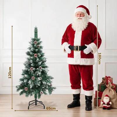 Produktbild von ISOISL Künstlicher Weihnachtsbaum mit Tannenzapfen & Schneespitzen, PVC-Tannenbaum, einfacher Steckmontage, wiederverwendbar, 120 cm