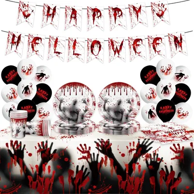 Halloween-Partygeschirr-Set, 1 Stück, rot, Papier