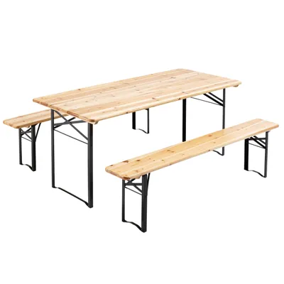 Image de Set brasserie table et 2 bancs en bois 177 cm - Oviala Munich