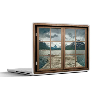 Produktbild von MuchoWow® Laptop Aufkleber Sticker Cover Aussicht - Wasser - Berge 36.5x27.5 cm - Laptop-Sticker