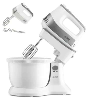 Produktbild von TZS First Austria Handmixer mit 3,5L Kunststoffschüssel mit Automatikantrieb, 500W, 5 Geschwindigkeiten, Turbofunktion, inkl. Knethaken und Rührbesen
