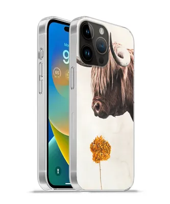 Produktbild von MuchoWow® Handyhülle Schutzhülle Hülle für Apple iPhone 14 Pro - Softcase Schottischer Highlander - Vintage - Blume Silikon Softcase Handy Hülle - Umschlag