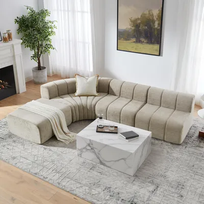 Imagen del producto de Sofá modular de esquina de 4 plazas, con sistema de compresión, que permite combinaciones modulares flexibles. Los módulos pueden utilizarse sin respaldo (color )