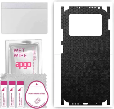 Produktbild von apgo Rückseite + Seiten Schutzfolie, Skin, kompatibel mit Xiaomi Poco M4 Pro, Hinten Displayschutzfolie aus Vinylfolie, kratzfest, einfache Montage - Schwarze Honigwabe