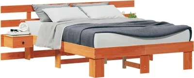 Produktbild von vidaXL Bettrahmen mit Kopfteil Braun 140 x 190 cm Massives Kiefernholz