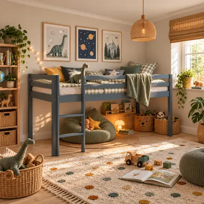 Produktbild von Homestyle4u Hochbett 90x200 mit Lattenrost Kinderbett Weiß Leiter 90x200 cm Grau Kiefer Massiv mit Rausfallschutz