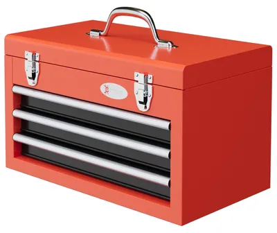 Produktbild von DURHAND Werkzeugkiste Leer 3 Schubladen Handgriff 45 x 24 x 27 cm Rot