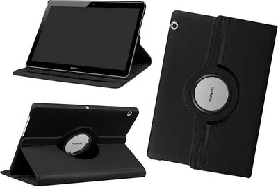 Productafbeelding van cofi1453 360° beschermhoes voor tablet, compatibel met HUAWEI MEDIAPAD T3 9.6 inch. Tas, hoes, tablethoes, bumper case, etui. Zwenkbaar met standaard. Kleur: zwart