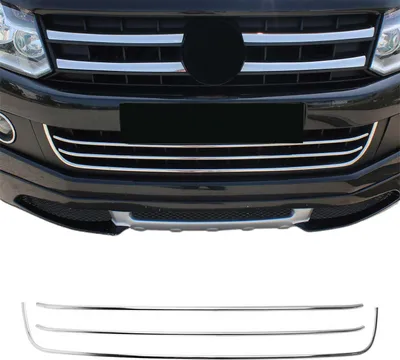 Zdjęcie produktu dla Listwy osłony chłodnicy Listwy osłony chłodnicy do VW Amarok 2010-2016 stal nierdzewna srebrna 3szt