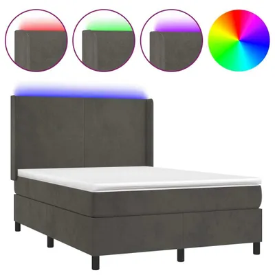 Produktbild von Boxspringbett mit Matratze & LED Dunkelgrau 140x190 cm Samt