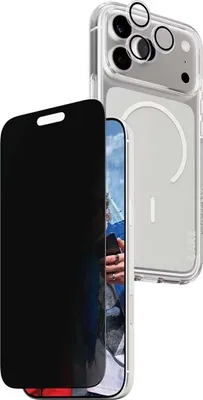 Zdjęcie produktu dla PanzerGlass ® | CARE by ® 3-in-1 Flagship Privacy Bundle iPhone 17 Pro Max, Apple, Apple - iPhone 17 Pro Max, Aplikacja na sucho, Odporny na zadrapania, Odporny na wstrząsy, Przezroczysty, 1 szt.