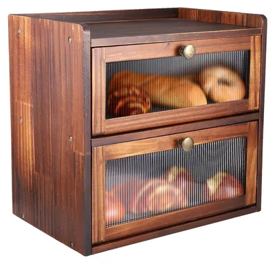 Produktbild von Brotbox, Holzdesign, zweilagige Aufbewahrung, B, A-a